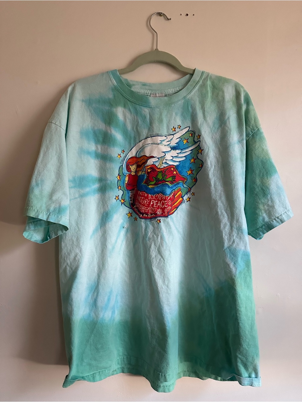 Peace Frogs Tie-Dye Tee in Aqua Mint